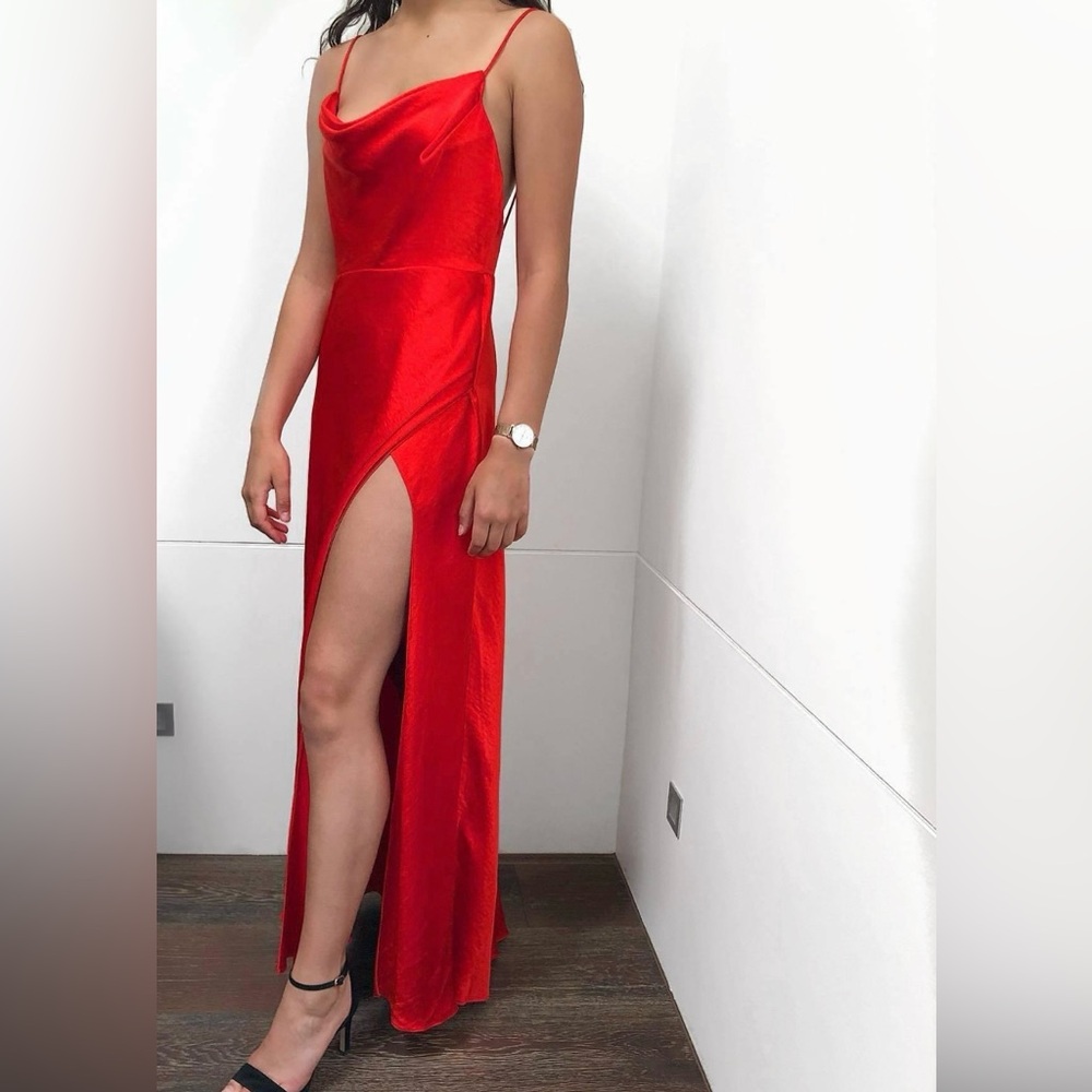 fame and partners rosabel gown in red